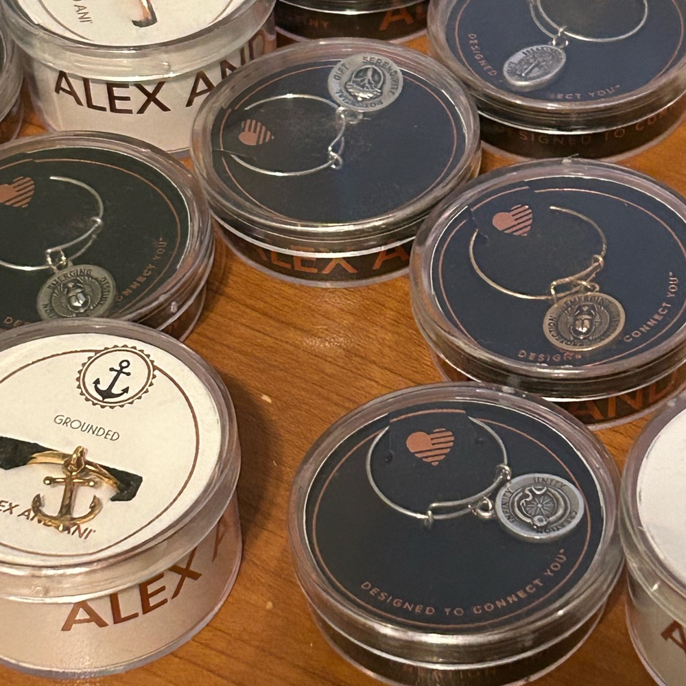 Alex and Ani Charm Adjustable Rings Silver/Gold All New 24pc Lot - Picture 5 of 6